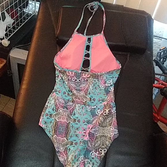 YMI baby blue gypsy 1 piece bathing suit - Picture 2 of 3